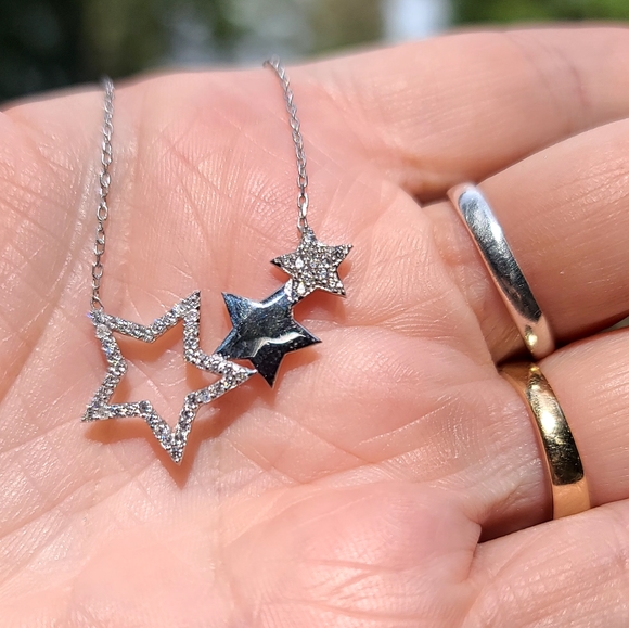 Topaz & Sterling star 🌟 trio necklace - Picture 3 of 5